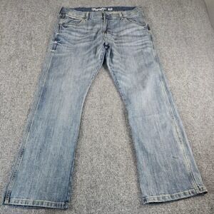 Wrangler Retro Slim Boot Jeans Mens 34x30 Blue Denim 1077MWZGL Bootcut Stretch